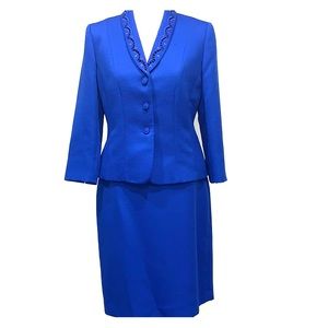 Dark Royal Blue Tahari Skirt Suit